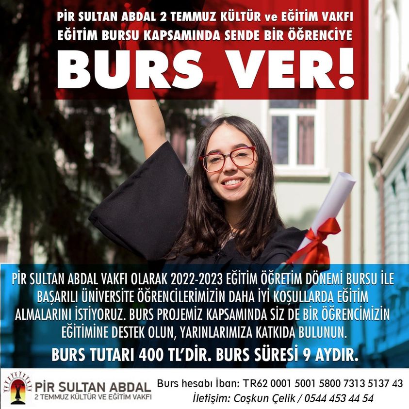 Pir Sultan Abdal Derneği Burs Kampanyası Başlattı