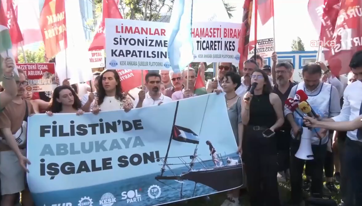 Ankara'da İsrail protestosu: Sizin kardeşlik dediğiniz Tel Aviv Borsası’ndaki kur kardeşliğidir