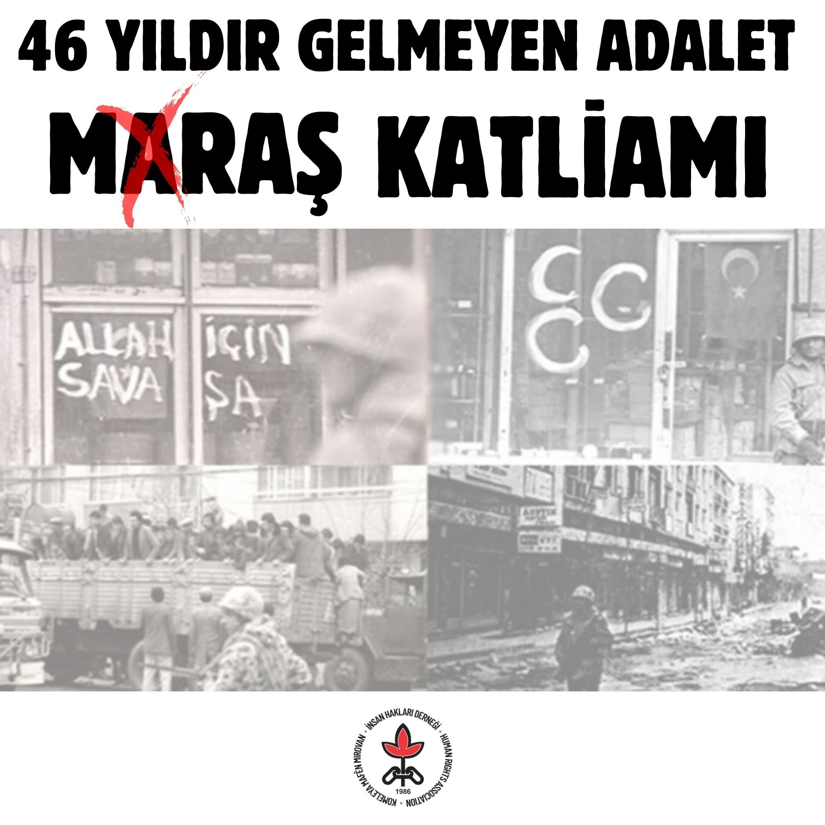 İHD: Maraş Katliamının 46. Yılında İnsanlığa Karşı İşlenen Suçların Cezasız Kalmaması İçin...