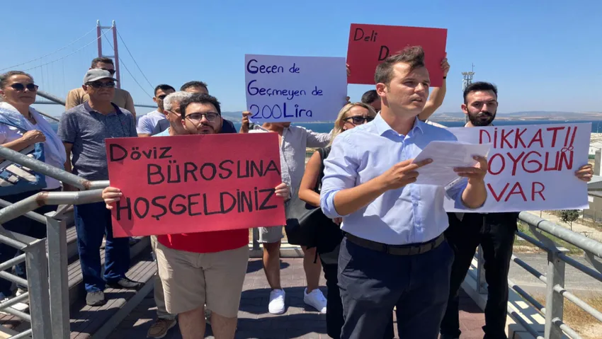 CHP'den 1915 Çanakkale Köprüsü'nde eylem: Geçen de geçmeyen de ödüyor...