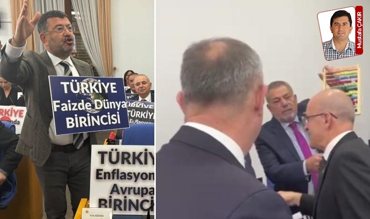Hazine ve Maliye Bakanı Mehmet Şimşek'e bütçe görüşmelerinde protesto...